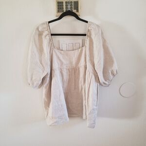 DISSH Cream‎ Puff Sleeve Blouse Relaxed Boxy Style